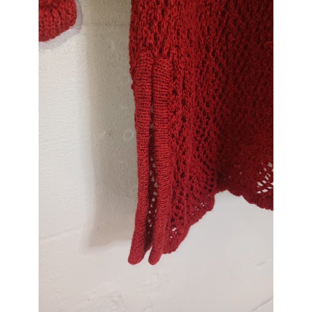 Liz Sport Vintage Cover Up Tunic Linen Blend Boho Crochet Knit Size Medium Red - Picture 16 of 16